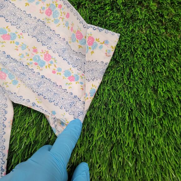 Vintage 70s Dagger Collar Floral Blouse Womens Medium Cottagecore Disco - Picture 4 of 10